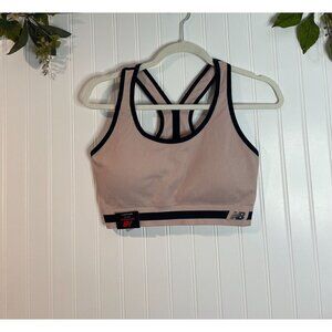 New Balance XL Space Pink Sports Bra With Back Straps & Ribbed Design